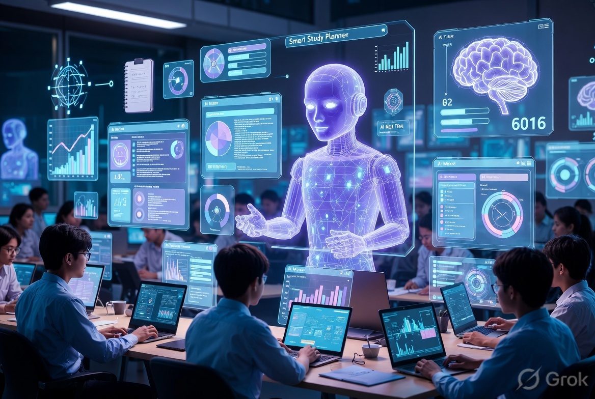 Students using AI tools for competitive exam preparation and smart learning