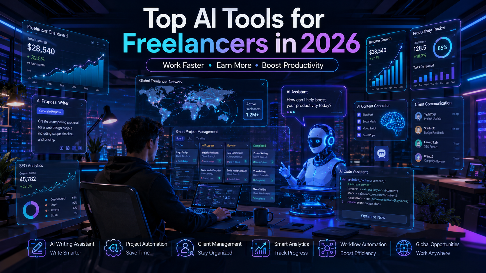 Top AI Tools for Freelancers in 2026 – Work Faster, Earn More &amp; Boost Productivity